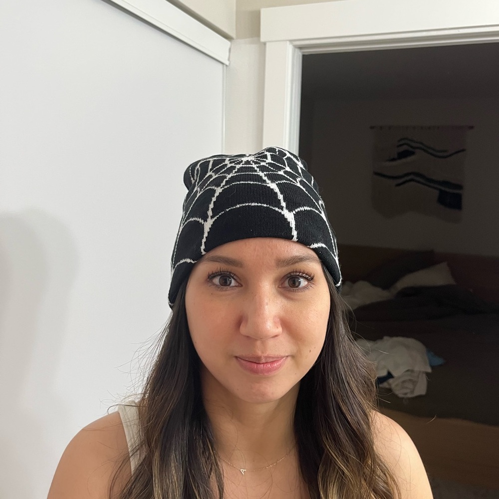 Black and White Spiderweb Beanie